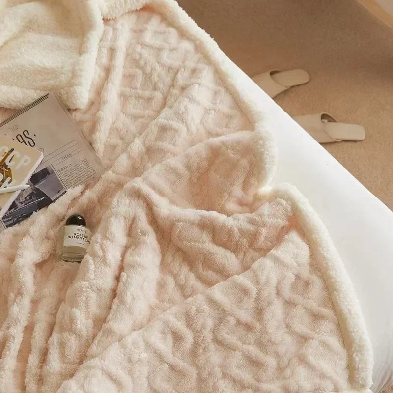 Norvo | Tykk lammeull vinter fleece teppe - LuxyCozy