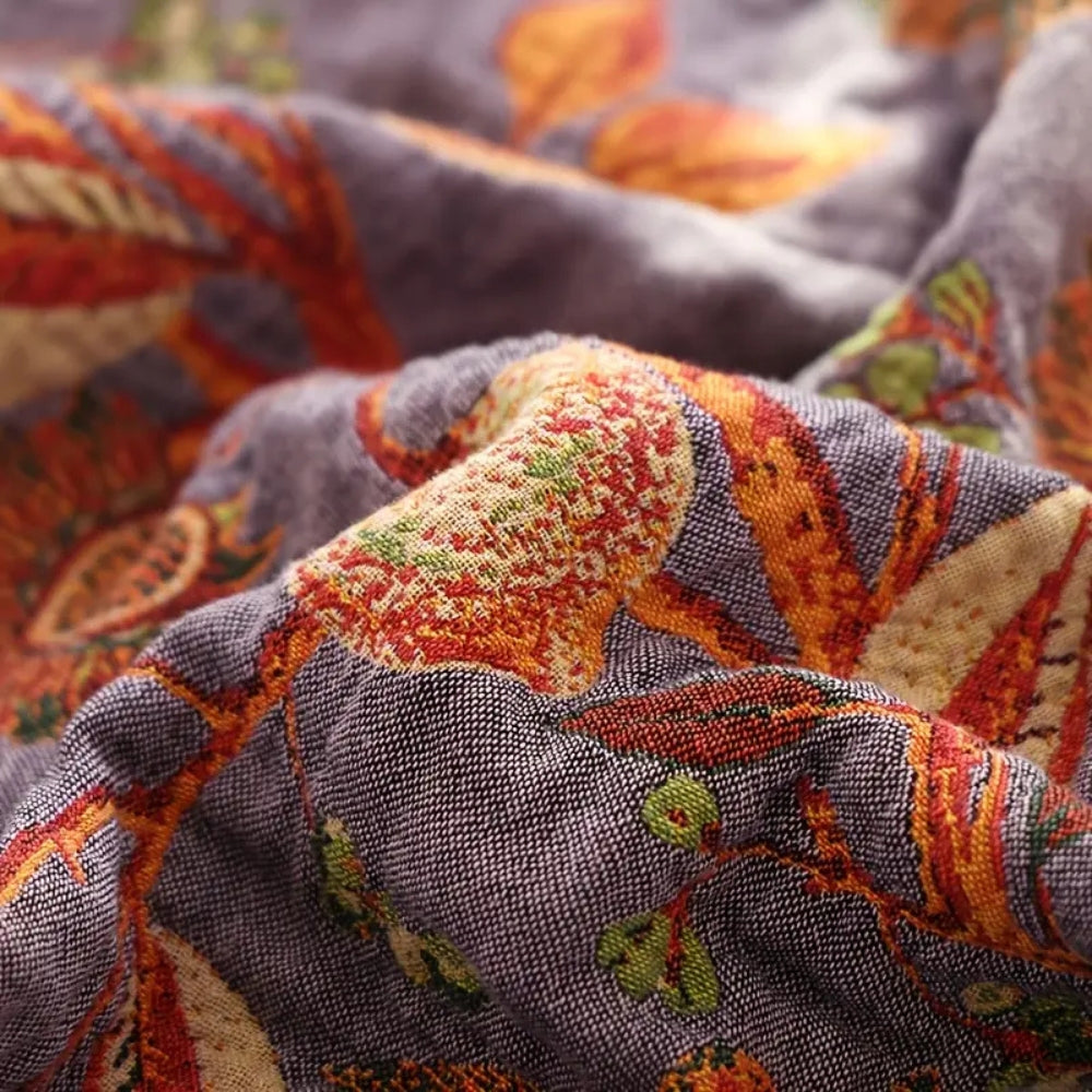 Norvo | Botanic Floral Cotton Tassel Blanket