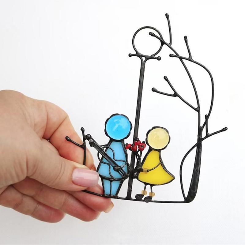 Norvo | Håndlaget Glass Solfanger Engel – Vindusdekorasjon 14x10 cm