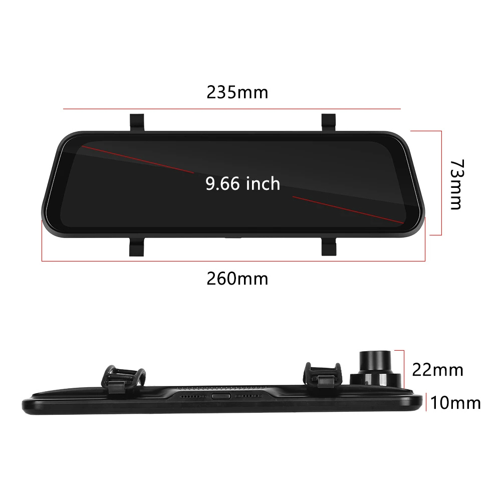 Norvo | VisionMirror Pro – Ultra HD Speil Dash Cam med Trådløs CarPlay & Android Auto