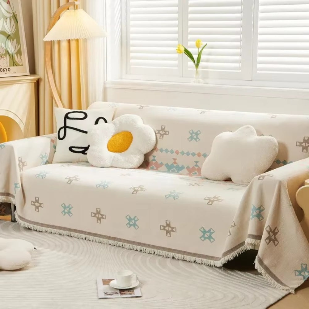 Norvo | Meringue Chenille Geometri Sofa Deksel