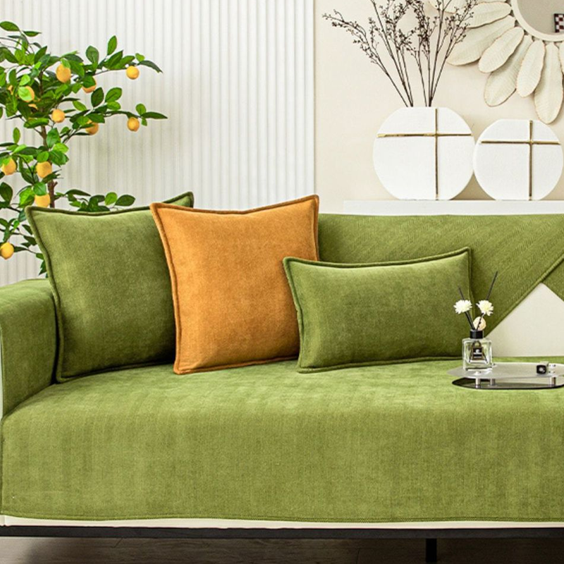 Norvo | Bølget Sjekk Chenille Stoff Møbelbeskytter Sofa trekk