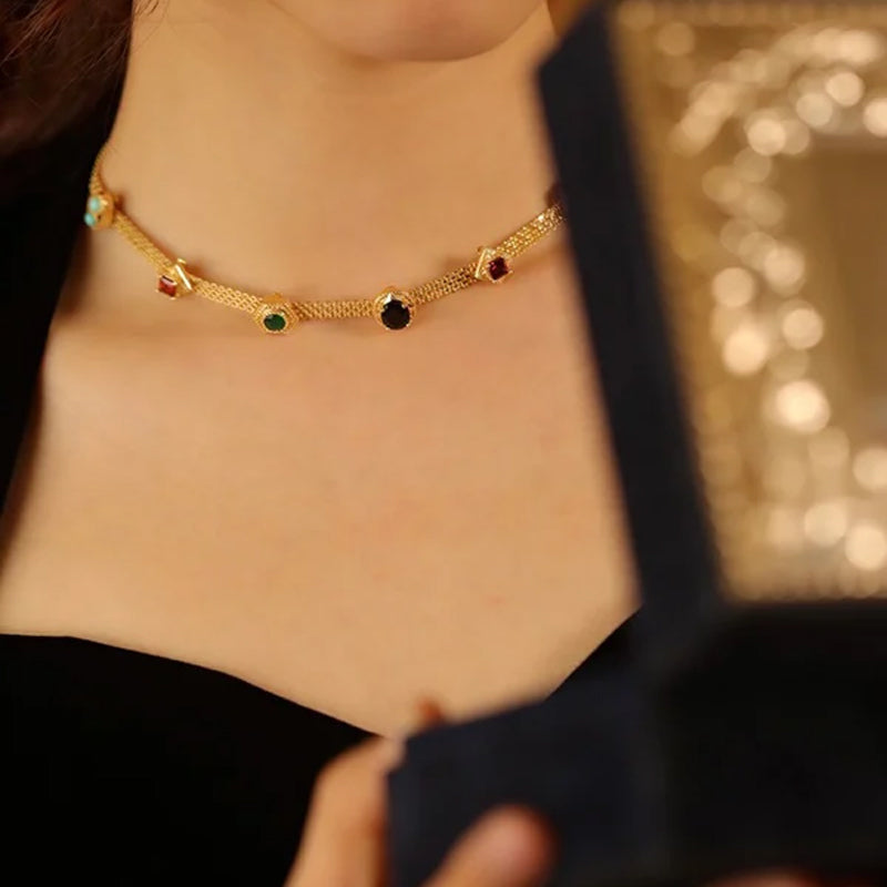 Norvo | Vintage Farget Zirkon Halskjede