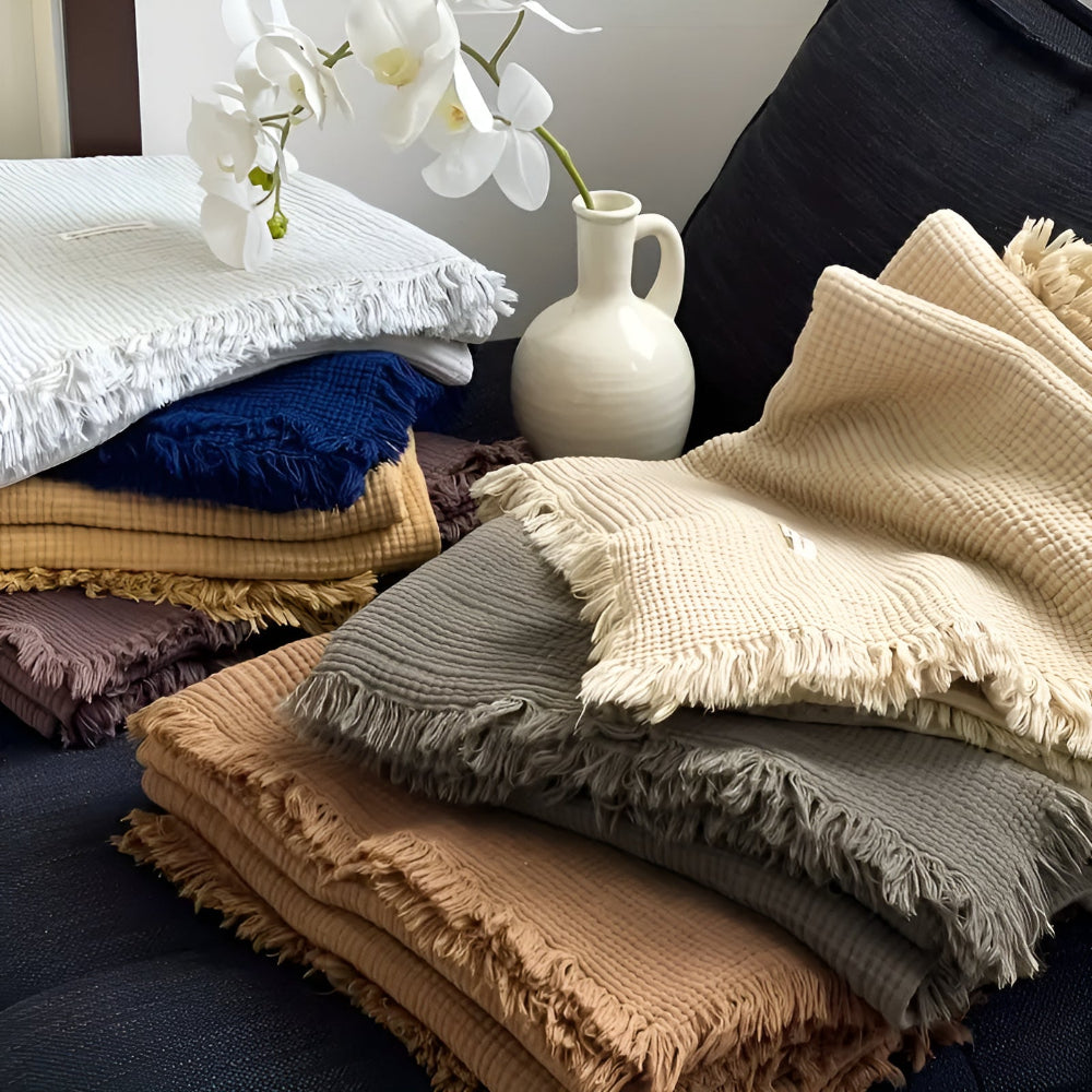 Norvo | Bomull Crinkle Frynse Teppeserviett