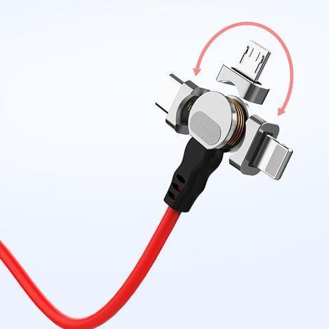 Norvo | Magnetisk kabel 180° roterende ladekabel for Android og IOS hurtiglading dataoverføring