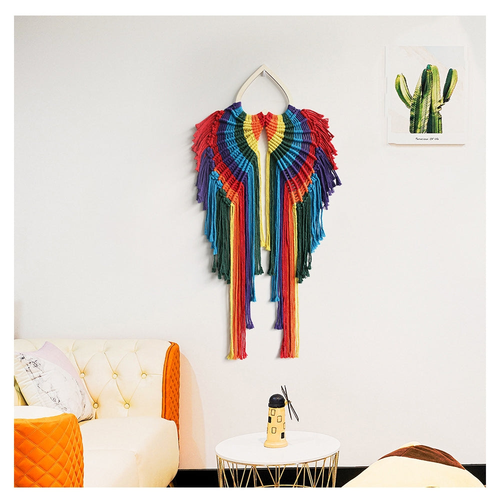 Norvo | Fargerike Englevinger Bohemsk Teppe - Håndvevd Veggdekorasjon for Hjemmet