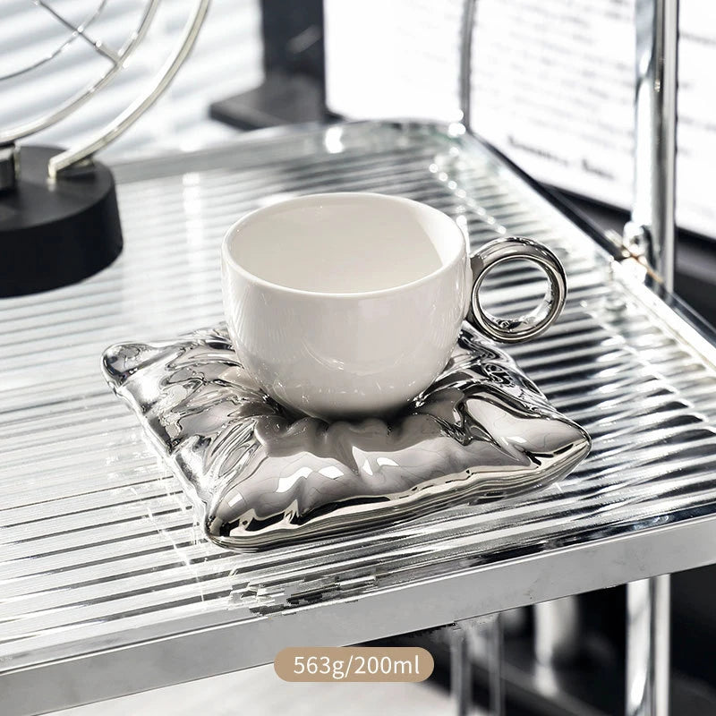 Norvo | Solsikke Perle Glasert Kaffekopp med Underskål