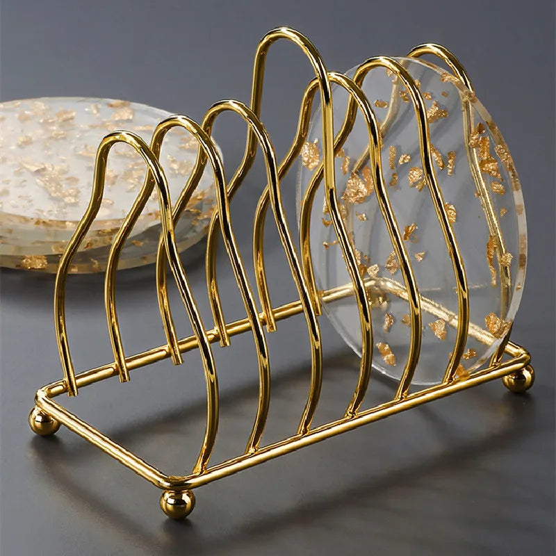 Norvo | 6 stk akryl gullfolie underlagsett med holder