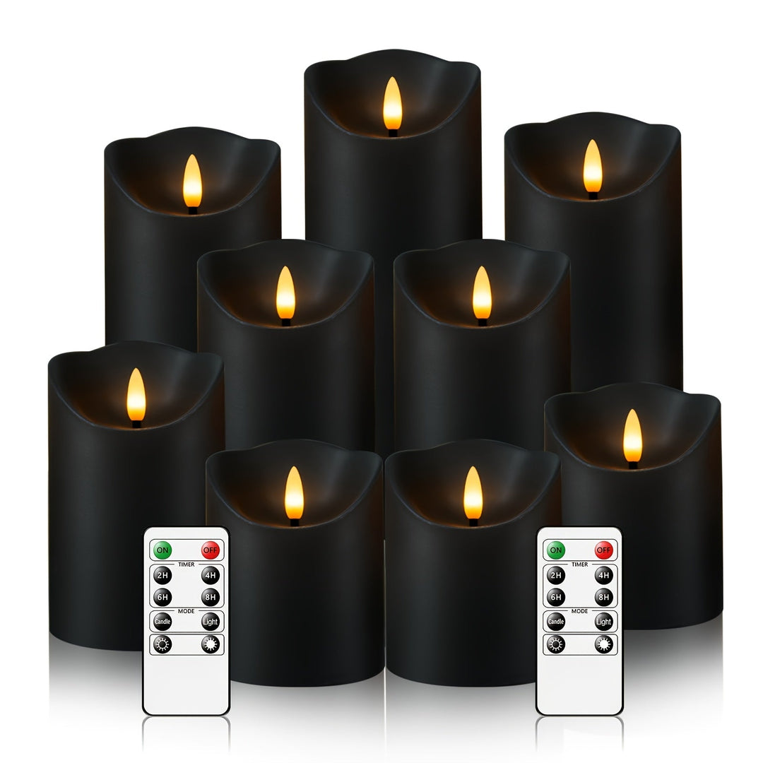 Norvo | GlowLuxe Flameless LED Lys Sett (9-delt) – Med Fjernkontroll og Glitterfinish