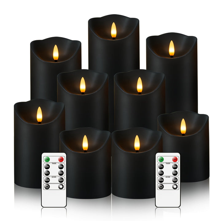 Norvo | GlowLuxe Flameless LED Lys Sett (9-delt) – Med Fjernkontroll og Glitterfinish