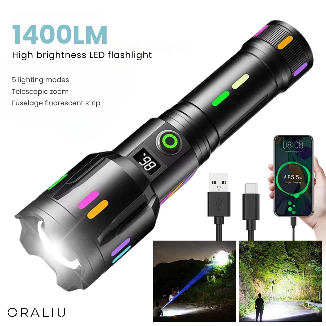 Norvo | Militært LED-lommelykt – Oppladbar – 9000 Lumen