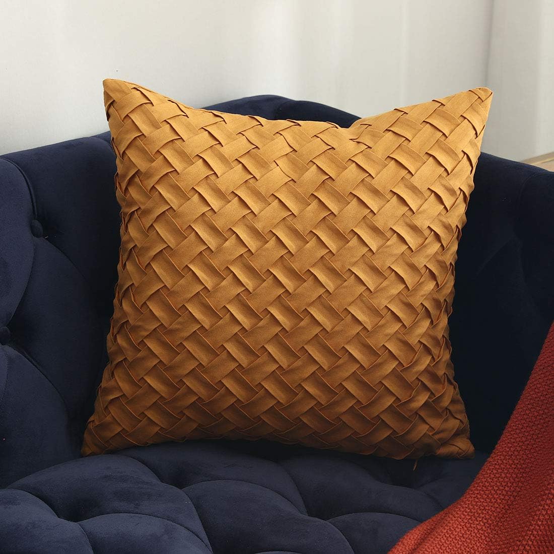 Norvo | Solid gul, brun og mørkerød faux suede putevar