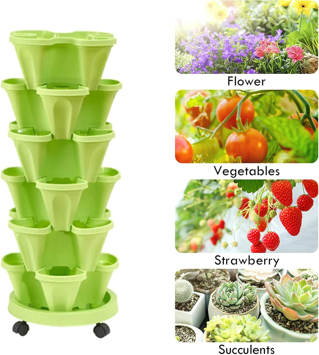 Norvo | 6-lags vertikal plante-tårn – Tredimensjonal blomstringssystem for hagen