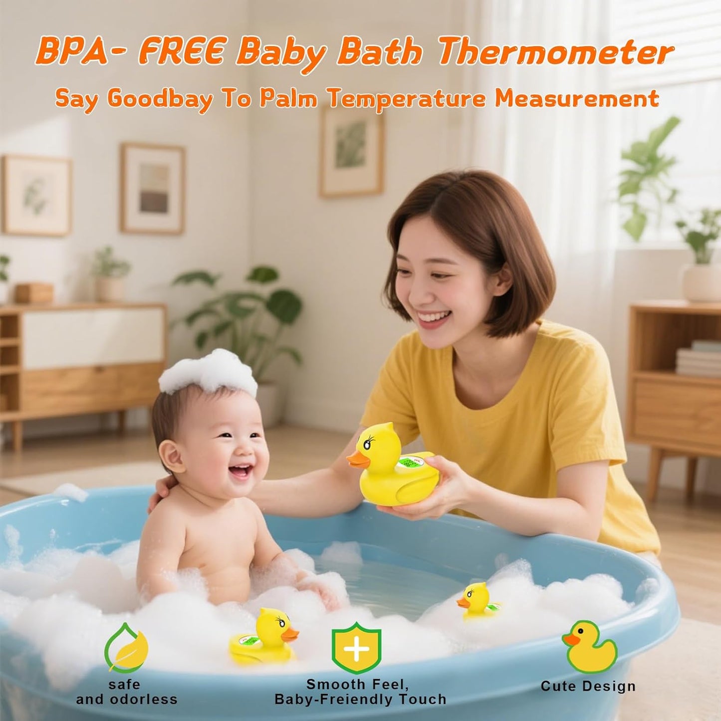 Norvo | AquaSafe Baby Badetermometer – Digital Skjerm med 3 Farger og Temperatur Advarsel