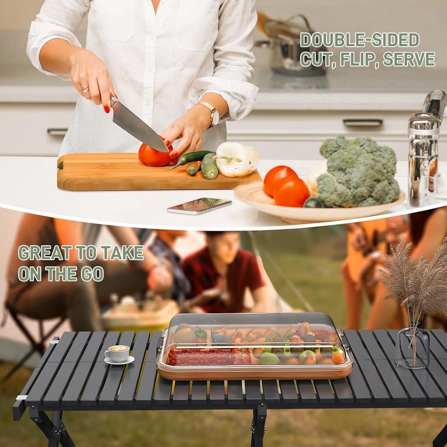 Norvo | Bambus Charcuterie Serveringsbrett med Låsemekanisme og Klarlokk – Savorya