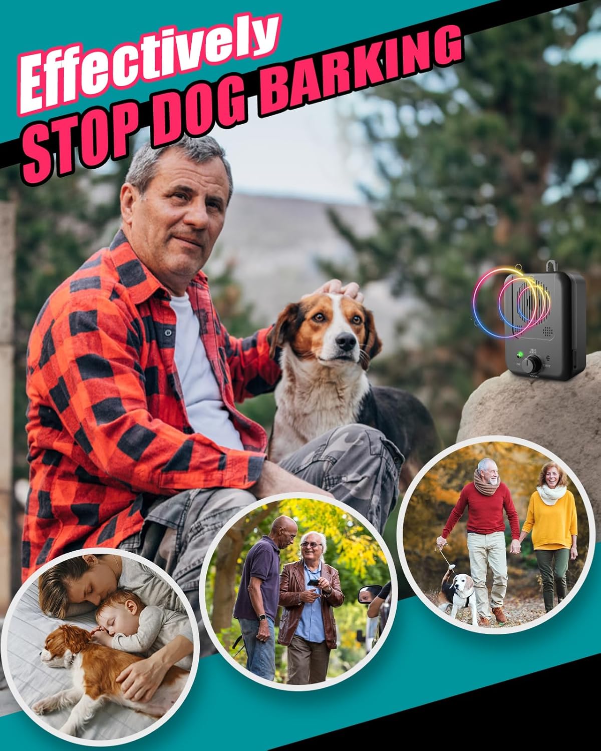 Frendorf | Oppladbar ultralyd anti-barking enhet med 50 fot rekkevidde – Calvero