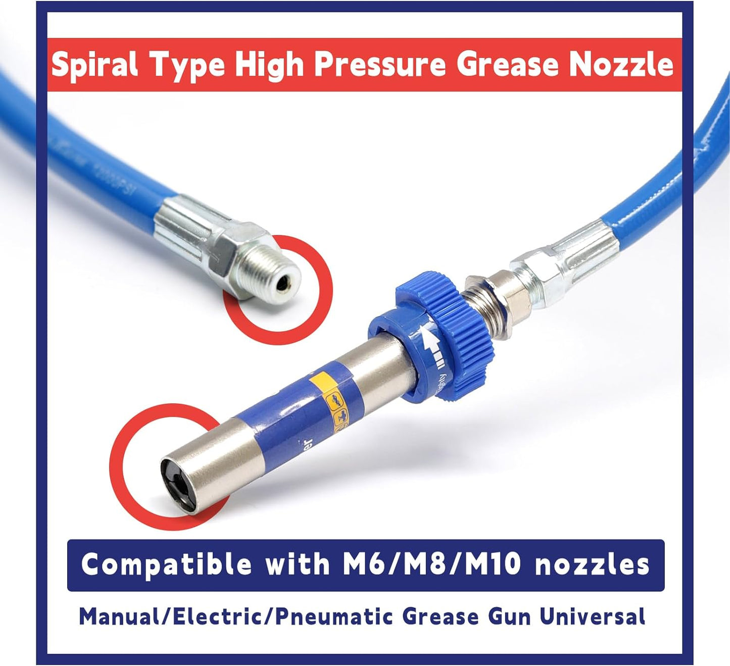 Høytrykks fettkopling - Kraftige tilkoblinger adapter for fettpistoler, rask låsing og frigjøringsdyser (universell passform) Norvo