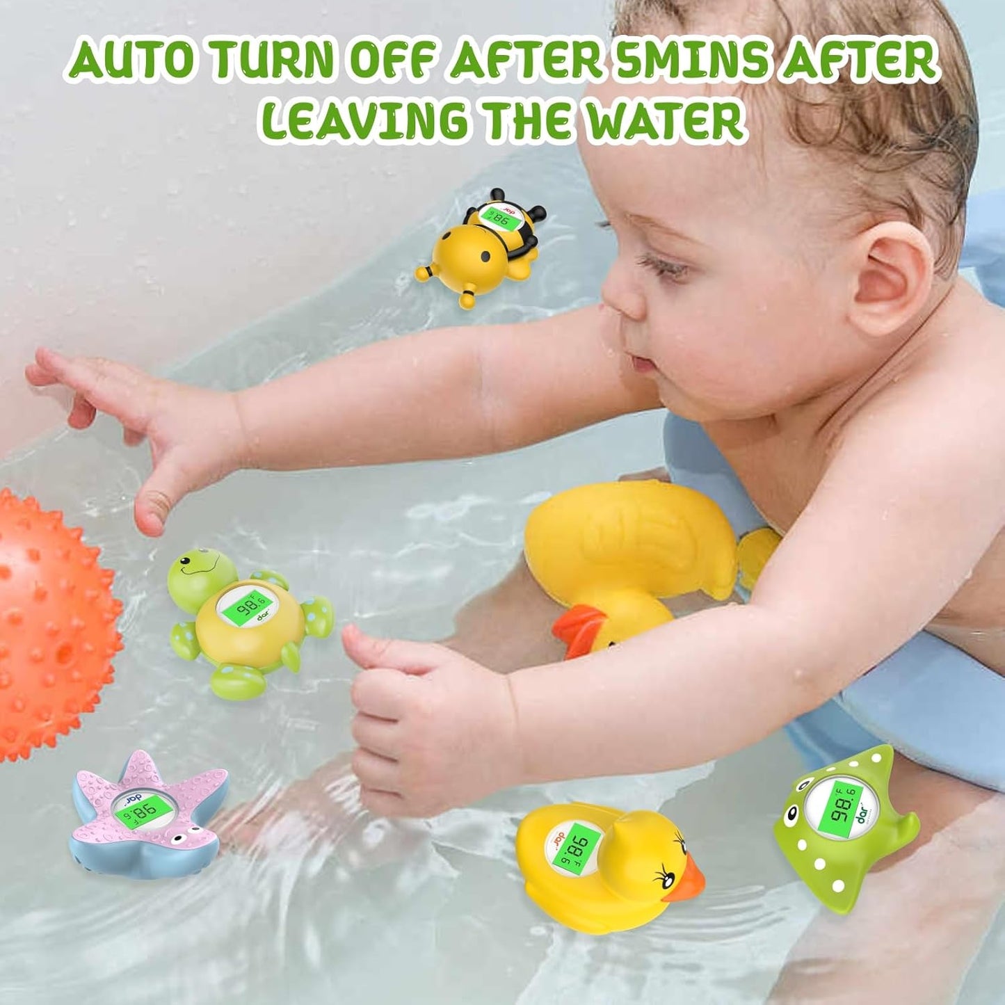 Norvo | AquaSafe Baby Badetermometer – Digital Skjerm med 3 Farger og Temperatur Advarsel