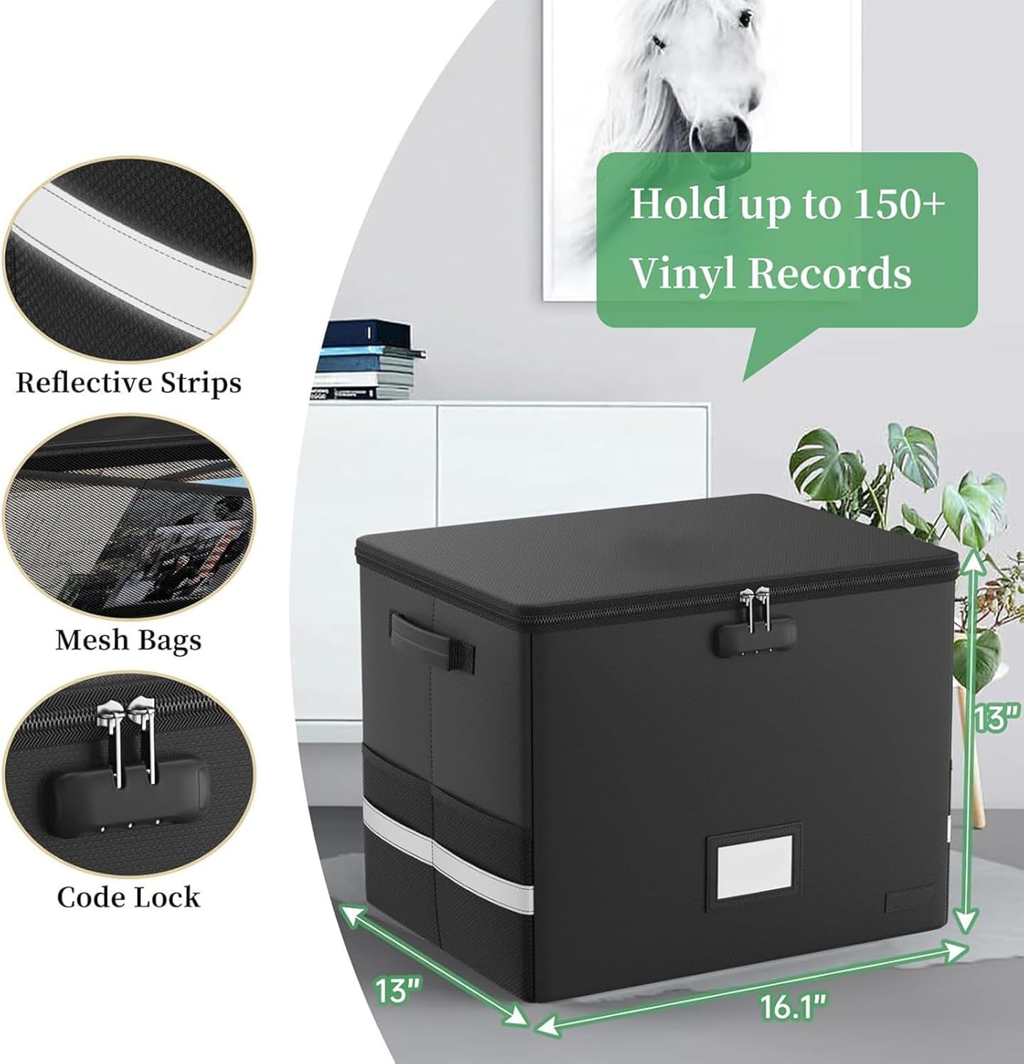 Frendorf | Brannsikker LP-lagringsboks – Vanntett organizer for 150+ 12-tommers plater – Arcion