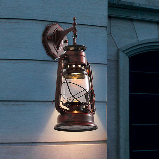 Norvo | Rustikk Vegg Lysestake Lantern Lys, Vintage Vegglampe Med E26 Base, Med Glasskjerm, Vanntett Veggmontert Belysningsarmatur Med Frostet Skjerm For Porch Garasje Rom W7 X H15