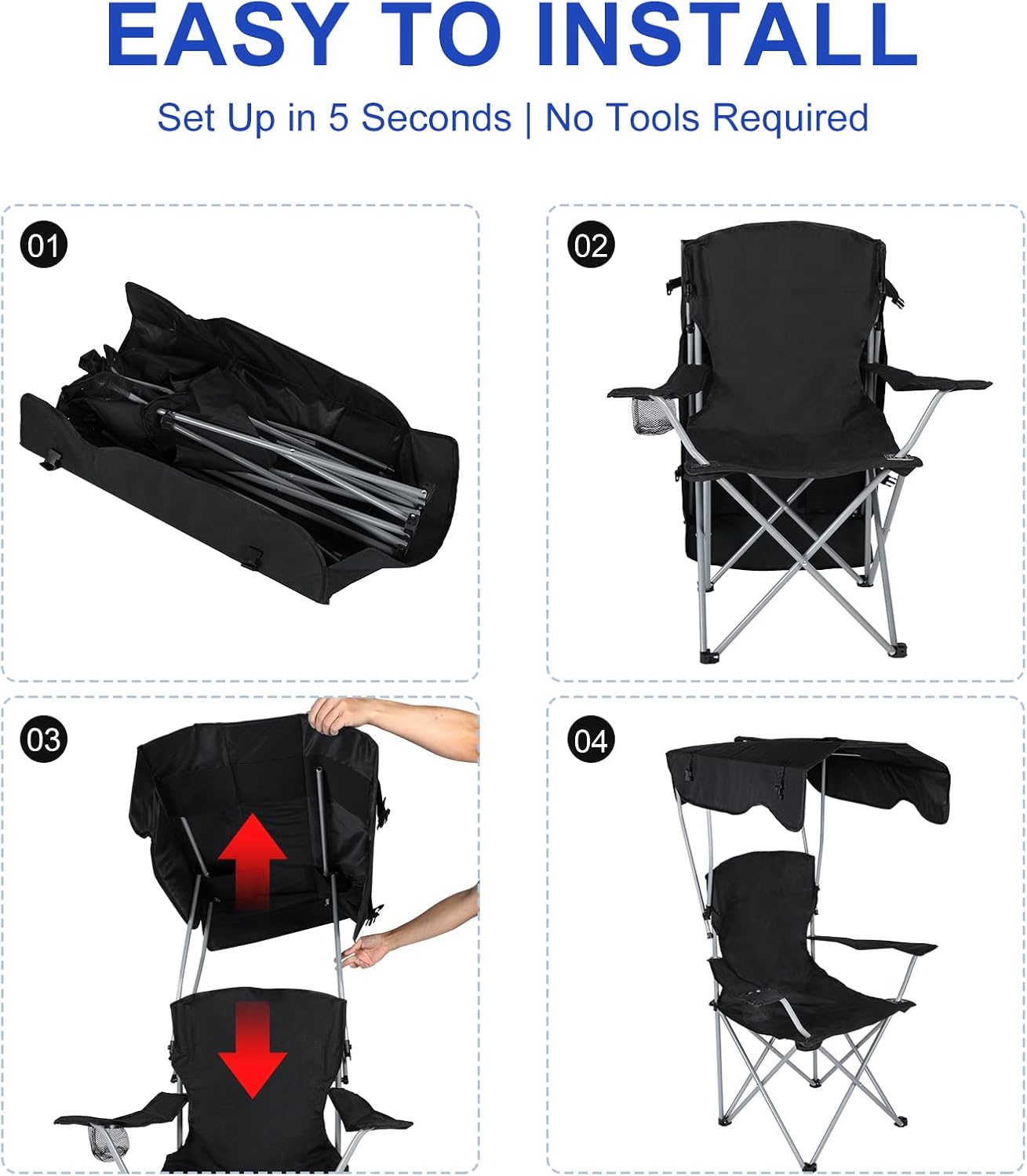 Norvo | Bærbar Kanopy Lounge Stol med Justerbar Solskjerm og Koppholder