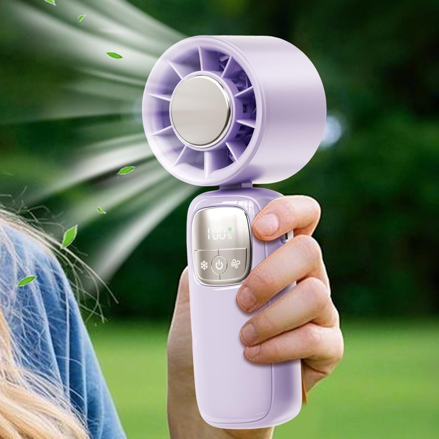 Norvo | Bærbar sammenleggbar håndholdt vifte med LED-skjerm 100 hastigheter