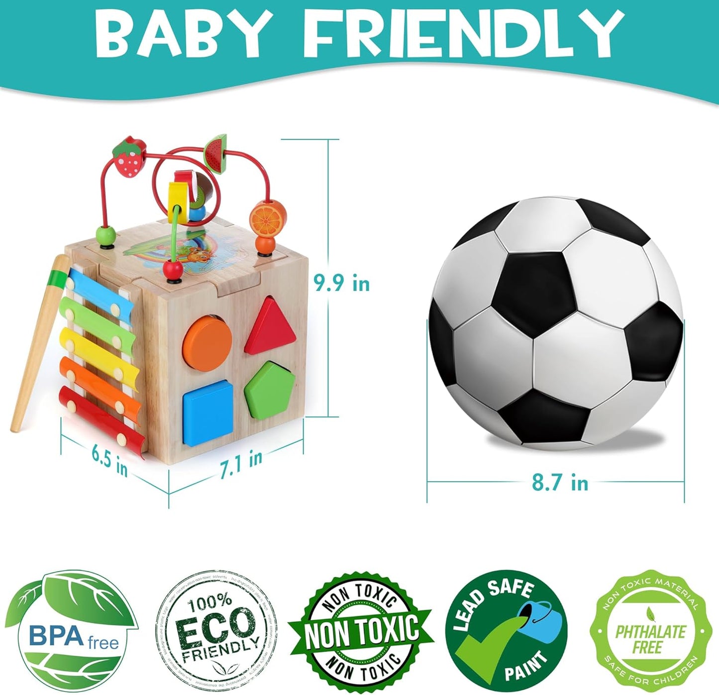 Norvo | Stylisk 8-i-1 Montessori Aktivitetskub - Utdannende Lek Moro for Babyer