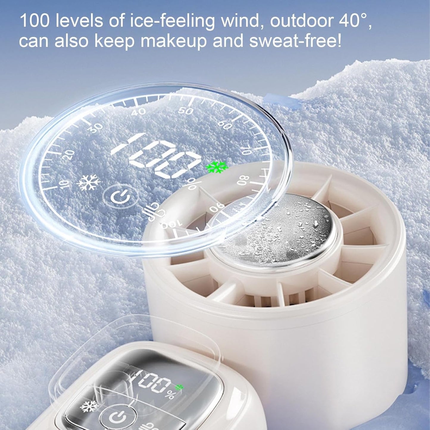 Norvo | Bærbar sammenleggbar håndholdt vifte med LED-skjerm 100 hastigheter