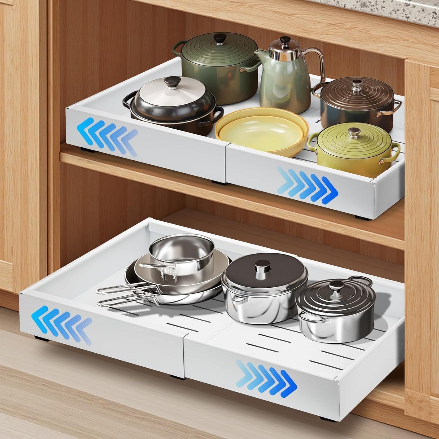 Norvo | 2 Pakke Utrekkbare Kjøkkenskuffer – StoreEase