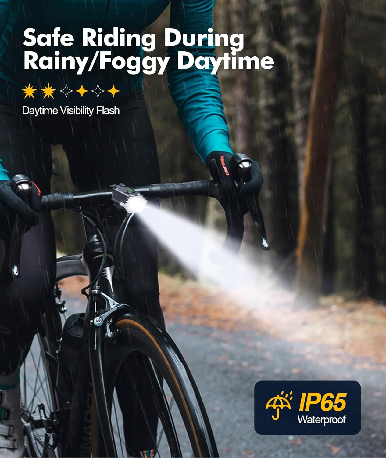 Norvo | Oppladbart sykkellyssett med 3+6 moduser og sidelys – RoadBeam