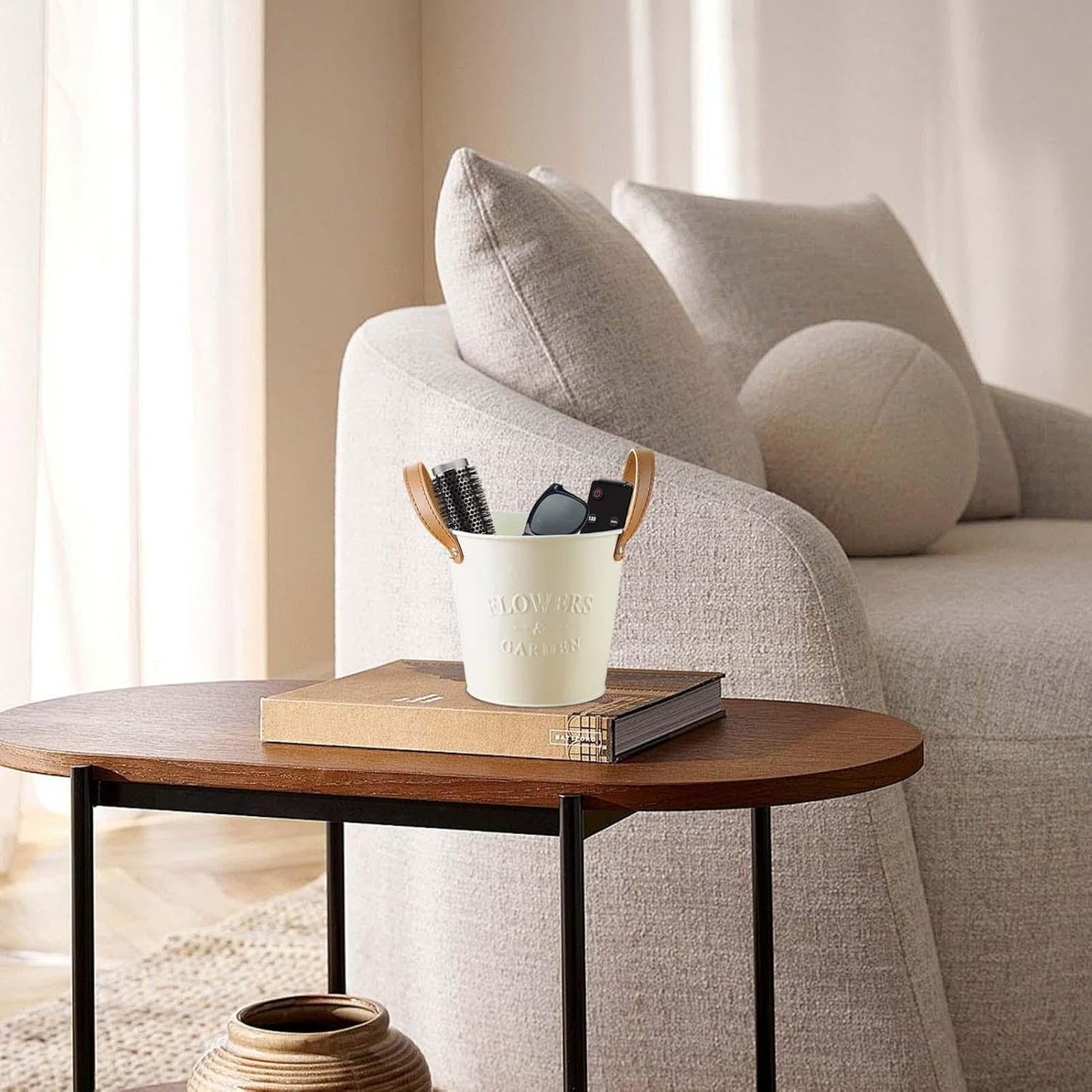 Norvo | Dekorative plantepotter med lærhåndtak – blomsterpotter for hjem og hage