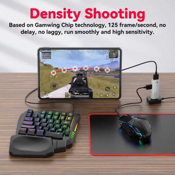 Norvo | RGB Gaming Tastatur og Mus Combo – Ergonomisk Kontroller Adapter Sett – Zyvorn