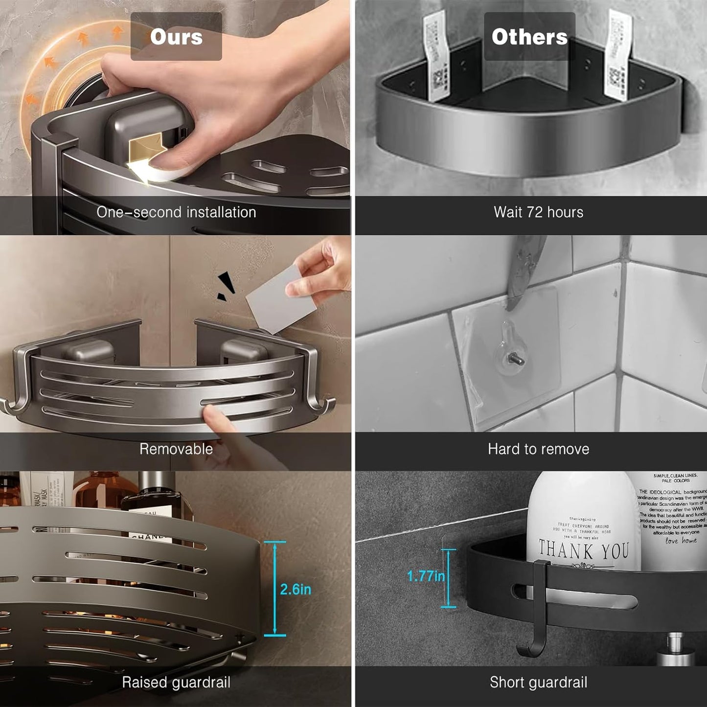 Norvo | CaddyCraft Trekantet Dusjorganisator | Maksimer plass med en stilfull, allsidig caddy