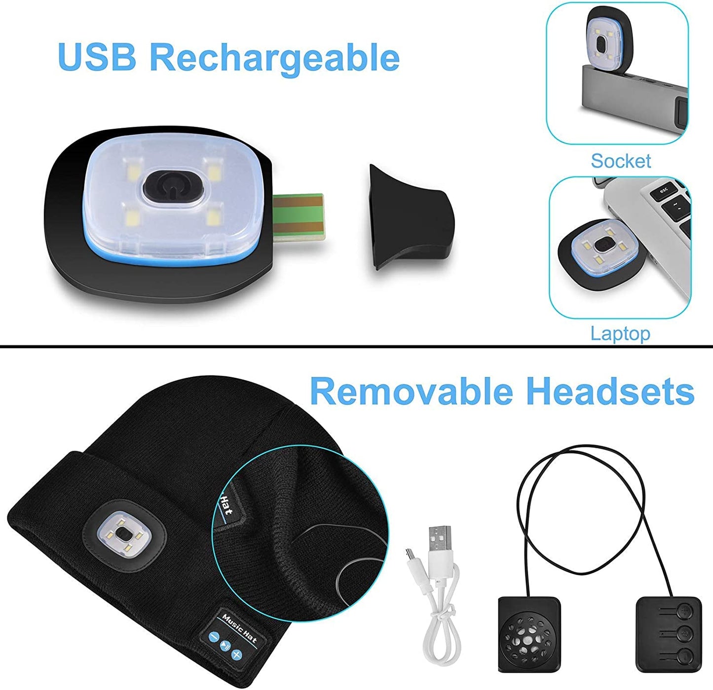 Norvo | Bluetooth Lue Lys Trådløse Hodetelefoner