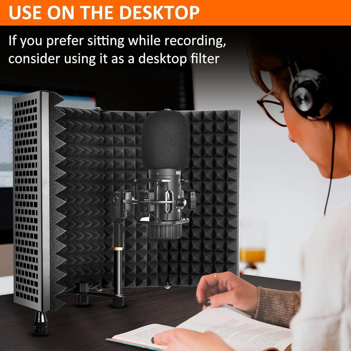 Frendorf | Trippel-lags sammenleggbart mikrofon isolasjonsskjold med stativ