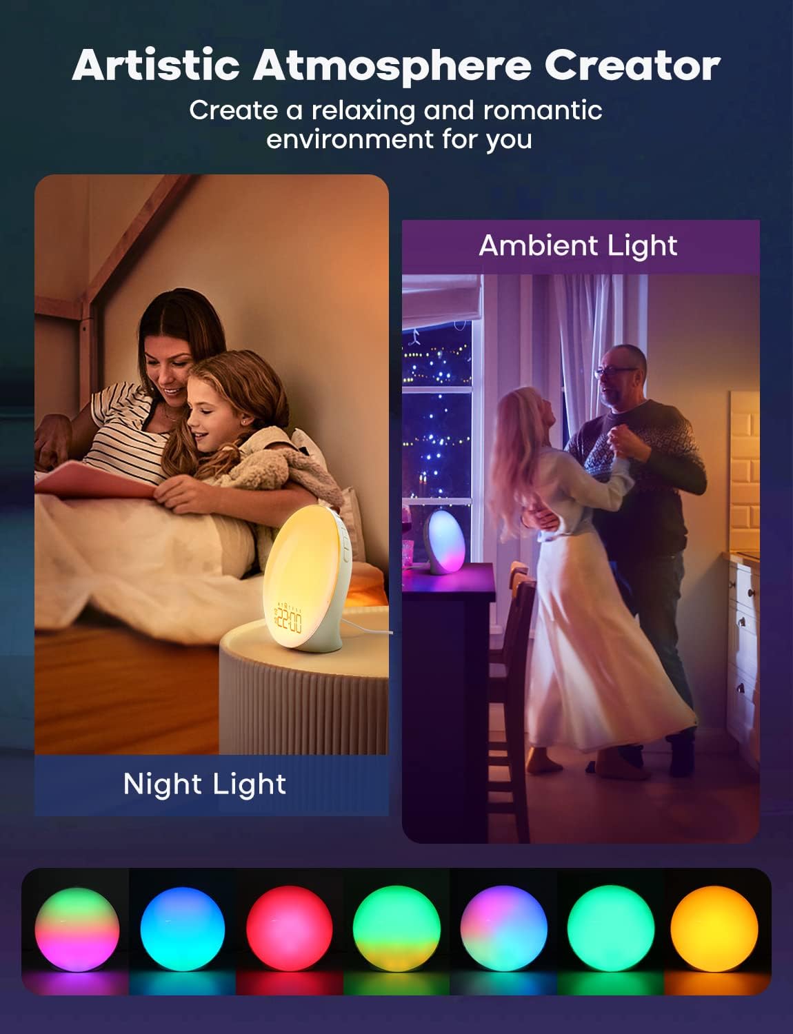 Norvo | GlowRise Naturlig Våkningslys Vekkerklokke med Soloppgang & Solnedgang Simulering