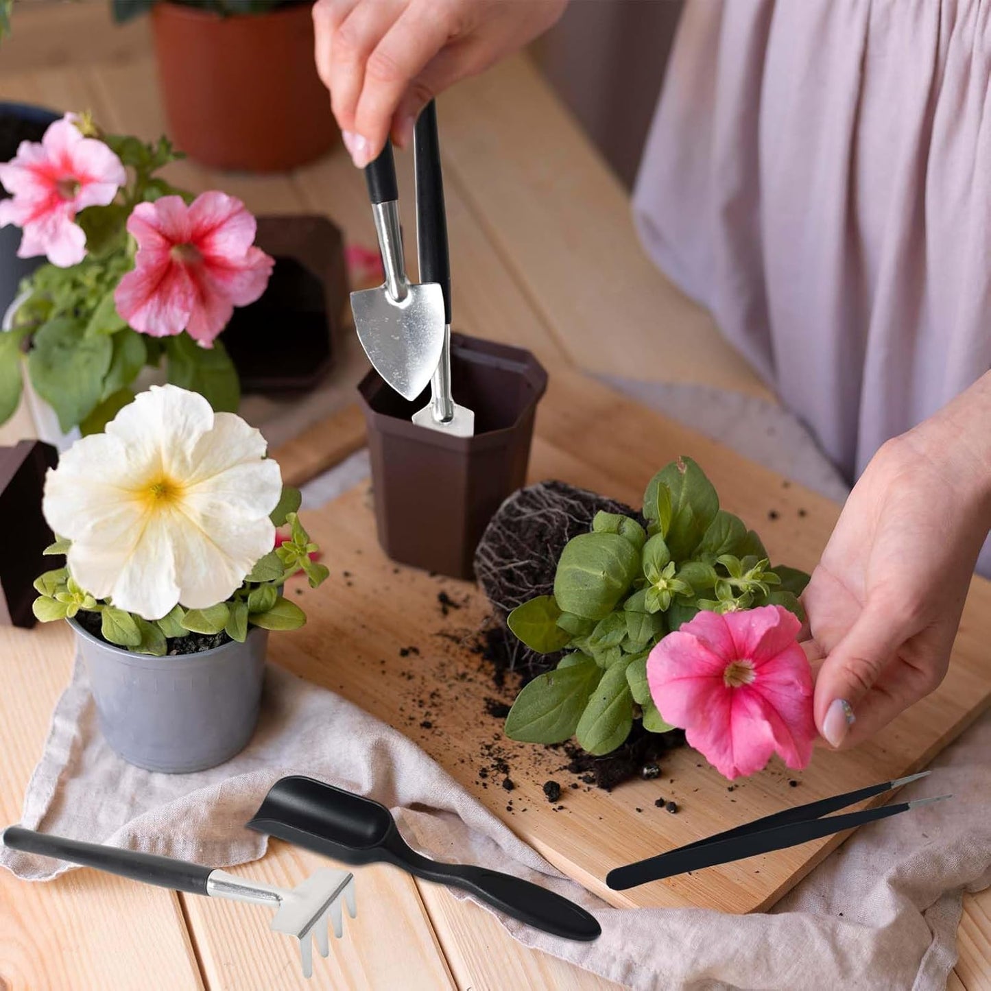 Frendorf | 12-i-1 Sukulentverktøysett med oppbevaringspose for innendørs hagearbeid