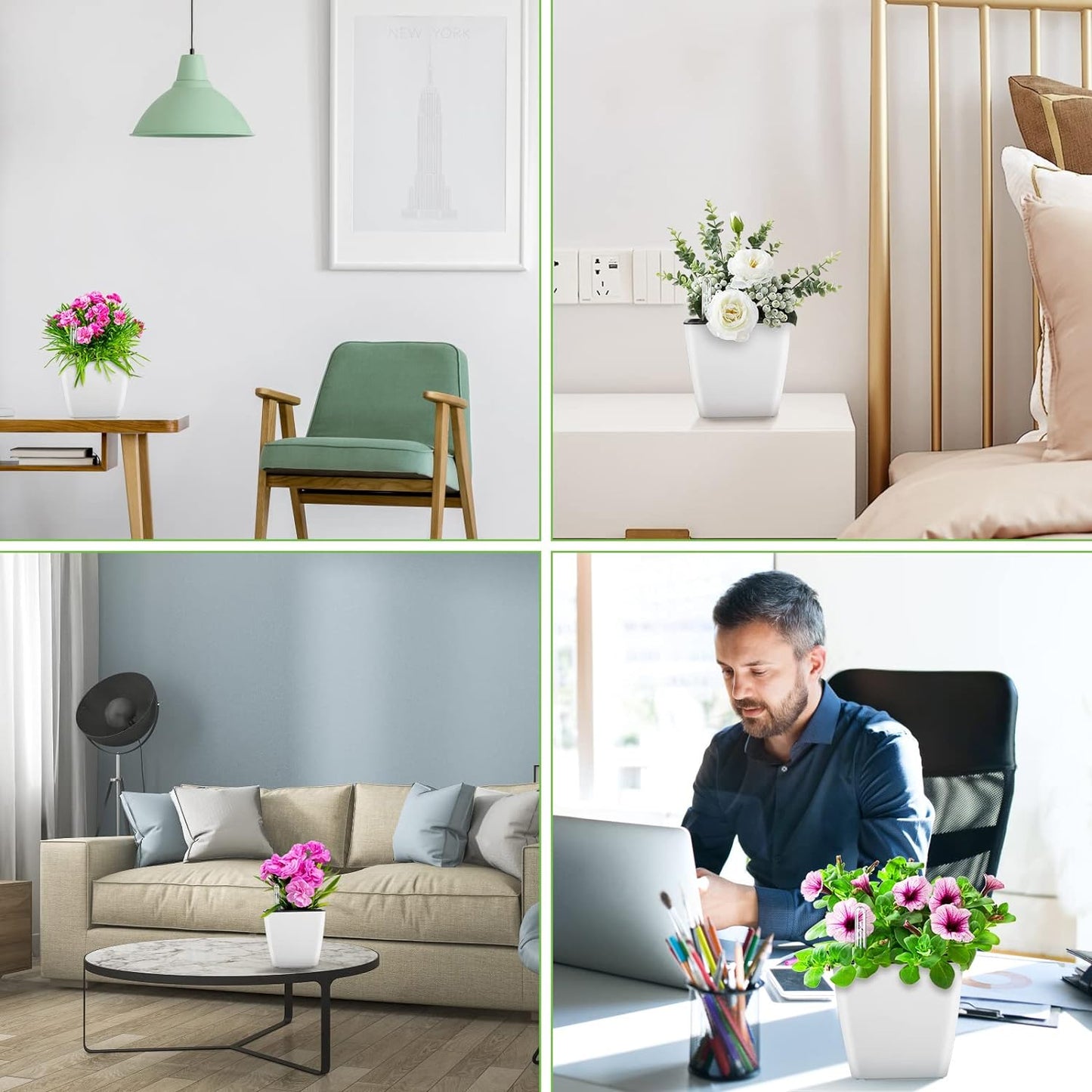 Norvo | Blomsterkrukke med irrigasjonssystem – Selvvannende plantekrukke for innendørs og utendørs bruk