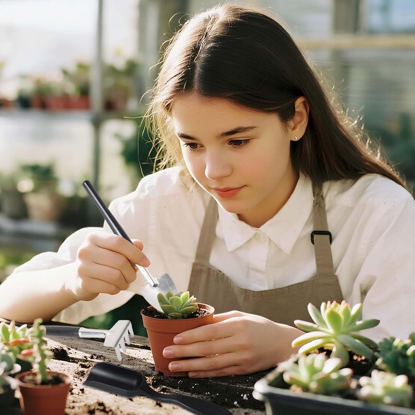 Frendorf | 12-i-1 Sukulentverktøysett med oppbevaringspose for innendørs hagearbeid