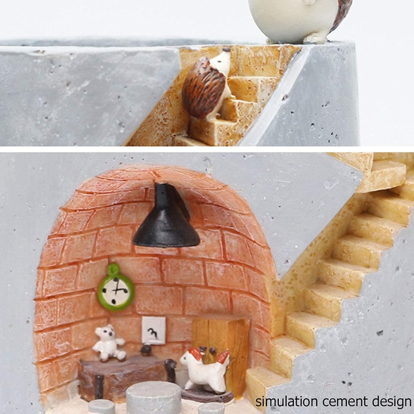 Norvo | Decorative plant pot with hedgehog and rabbit miniature – Creative staircase design for plants