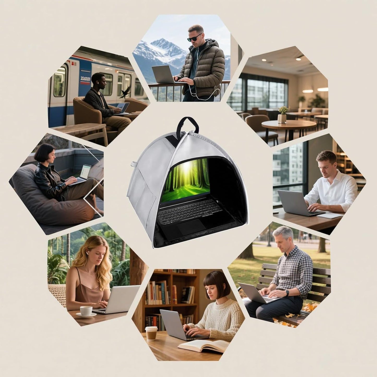 Norvo | Laptop Solskjerm – Sammenleggbar Anti-blendings Personvernstelt for 13–16" Enheter – Travory