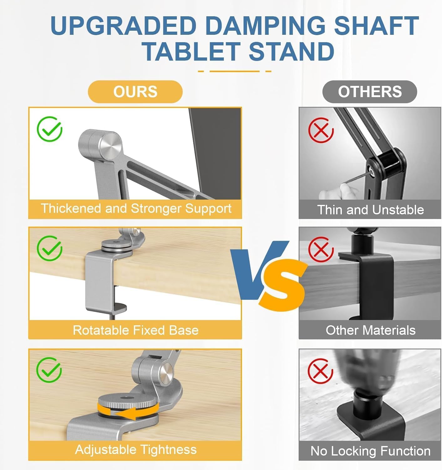 Norvo | Justerbart aluminiumstativ for nettbrett med 360° rotasjon – Movaro