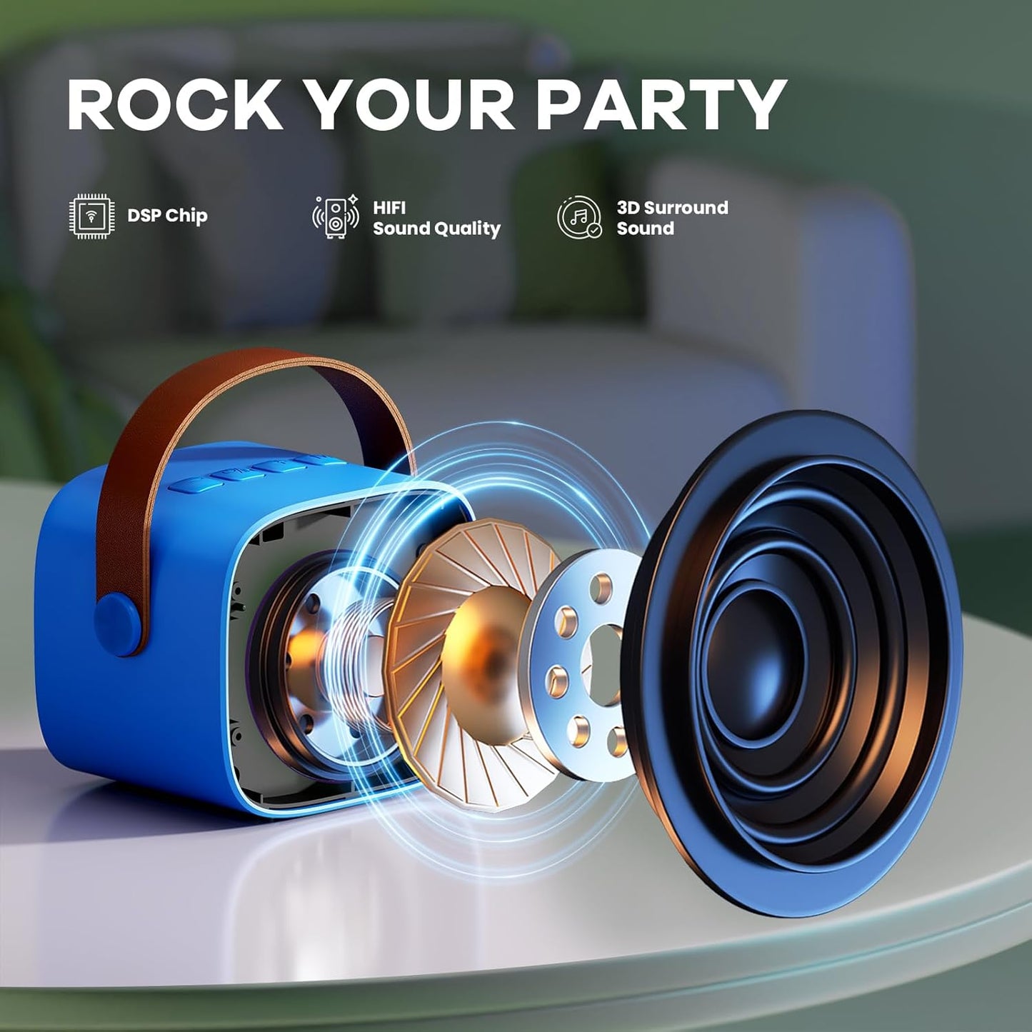 Norvo | Bærbar Mini Karaoke-maskin med Bluetooth-høyttaler og 2 trådløse mikrofoner – Veylo