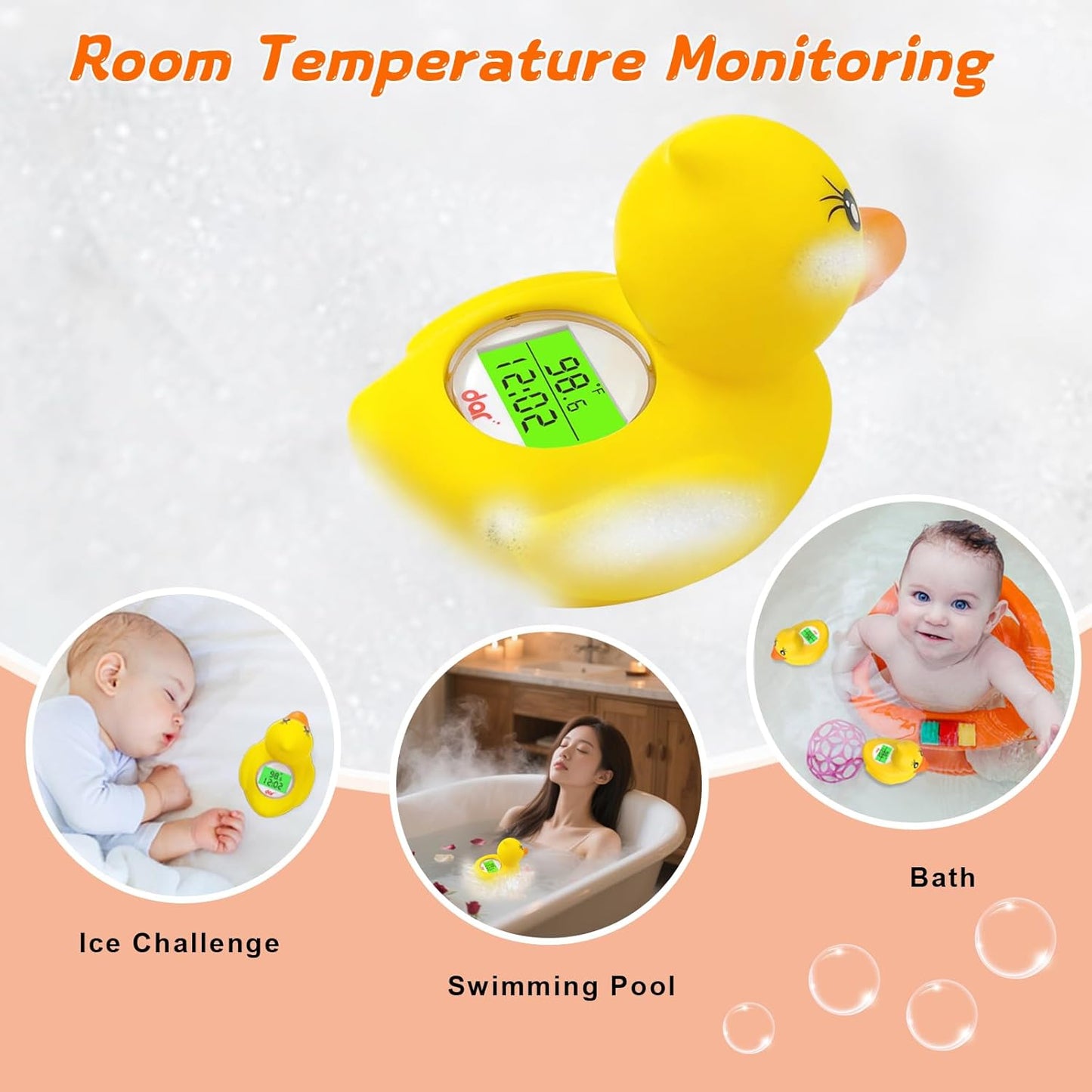 Norvo | AquaSafe Baby Badetermometer – Digital Skjerm med 3 Farger og Temperatur Advarsel