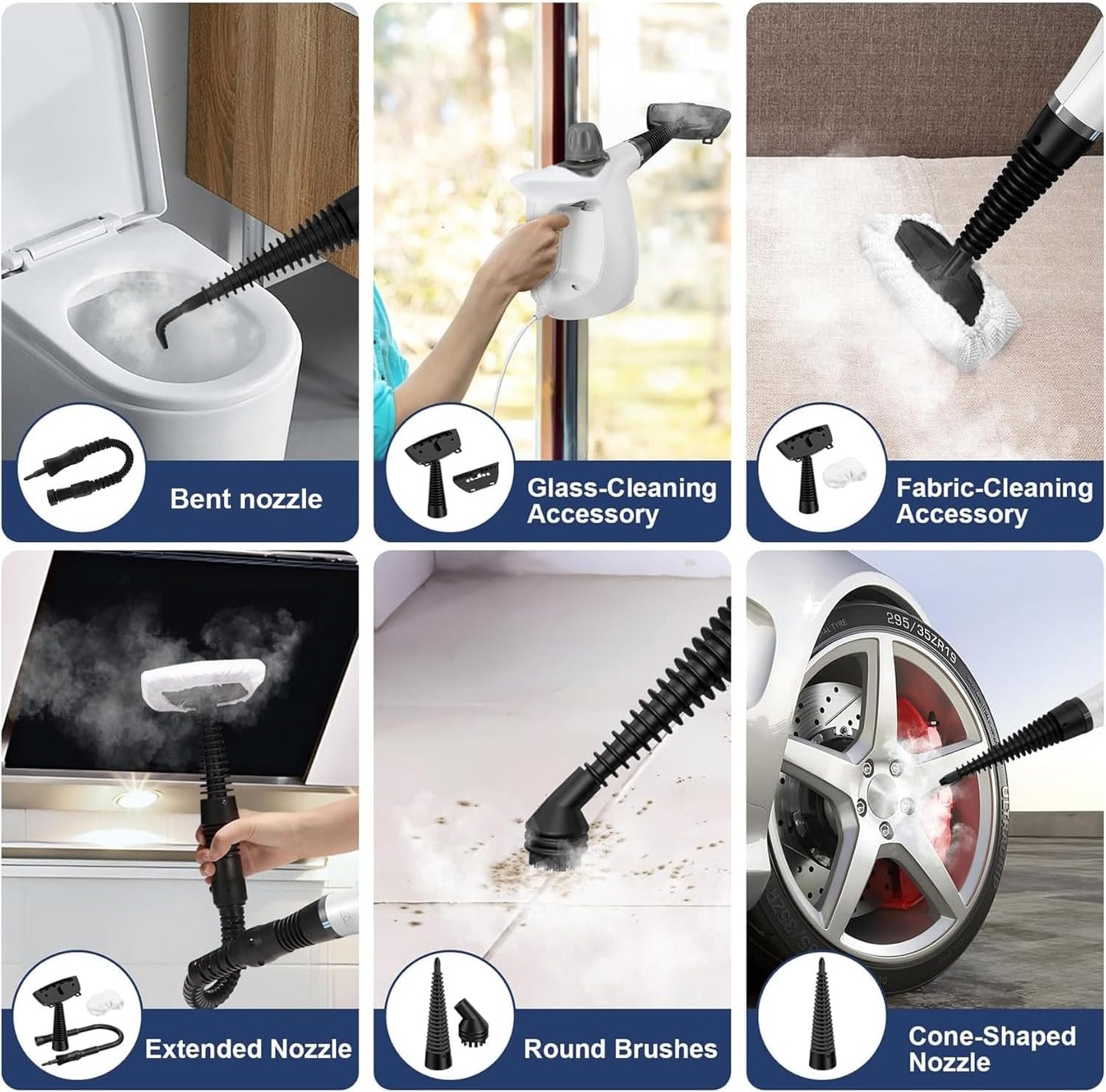 Norvo | Høytrykk håndholdt dampvasker med 9-delt tilbehørsett – Valtira