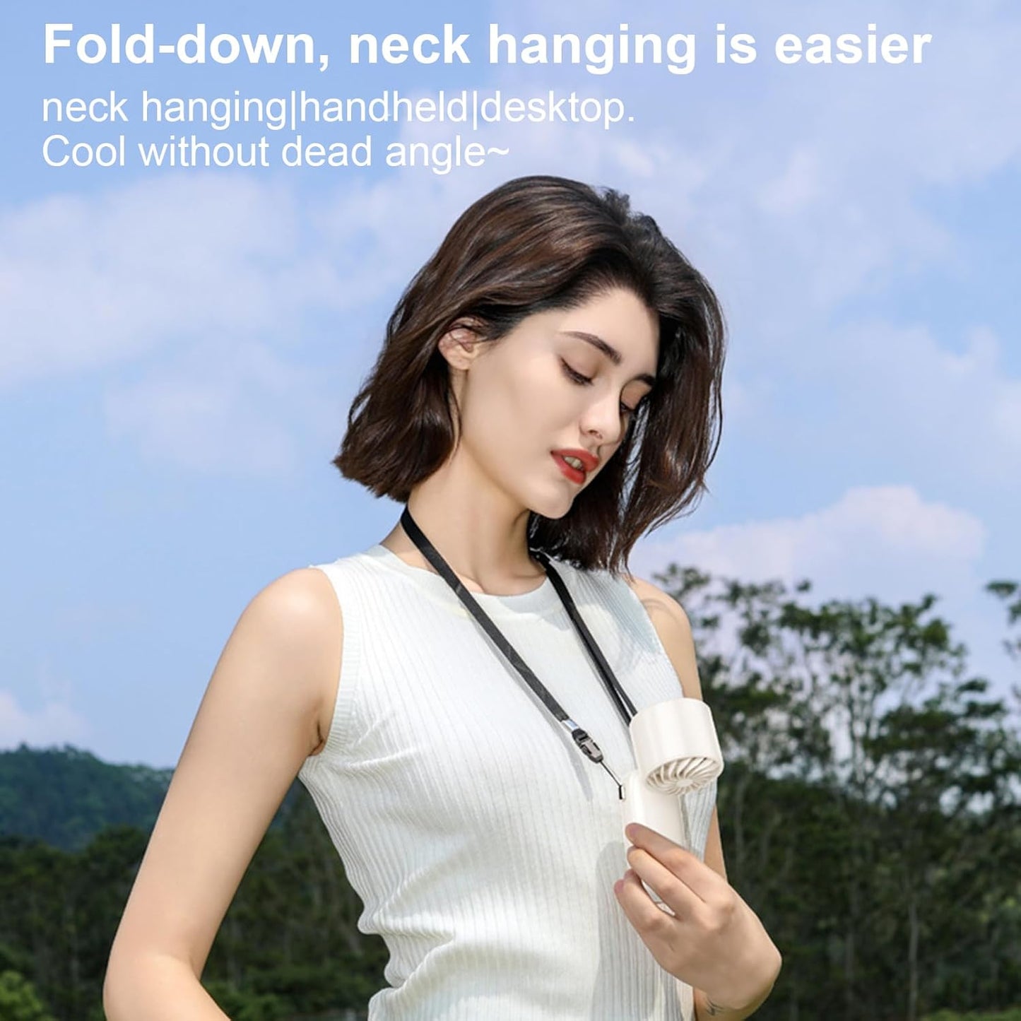 Norvo | Bærbar sammenleggbar håndholdt vifte med LED-skjerm 100 hastigheter