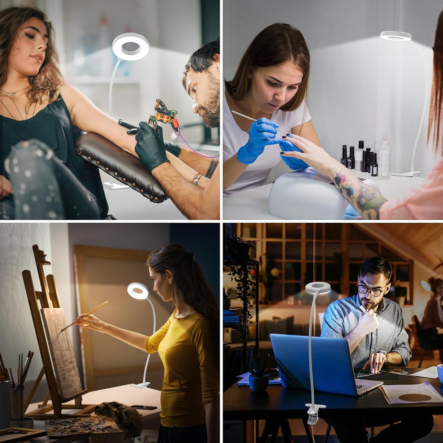 Norvo | 3 Farge Modus LED Skrivebord Klem Lampe med & Fleksibel Gås Nakke – Selvara (1+1 GRATIS)