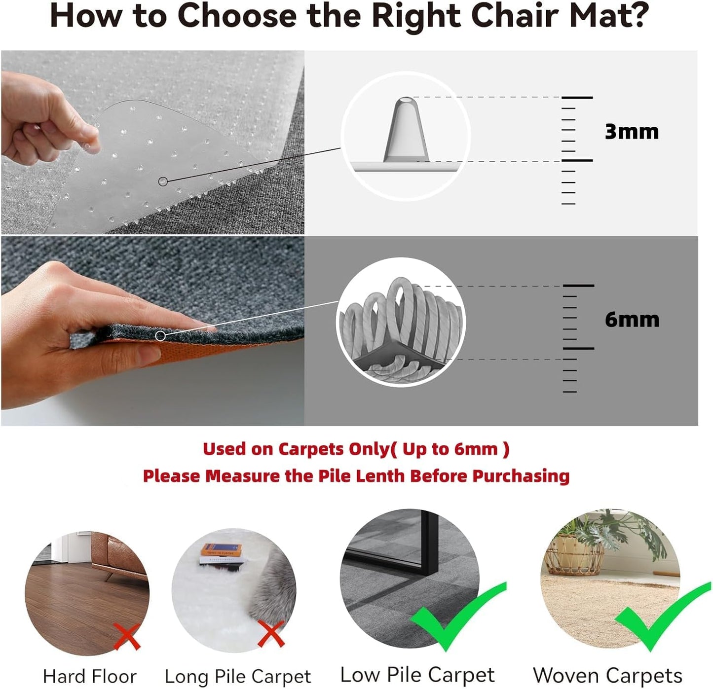 Frendorf | Klar PVC Kontorstolpledd for Lav-Pile Teppegulv – 120×90 cm Beskytter – Myrida