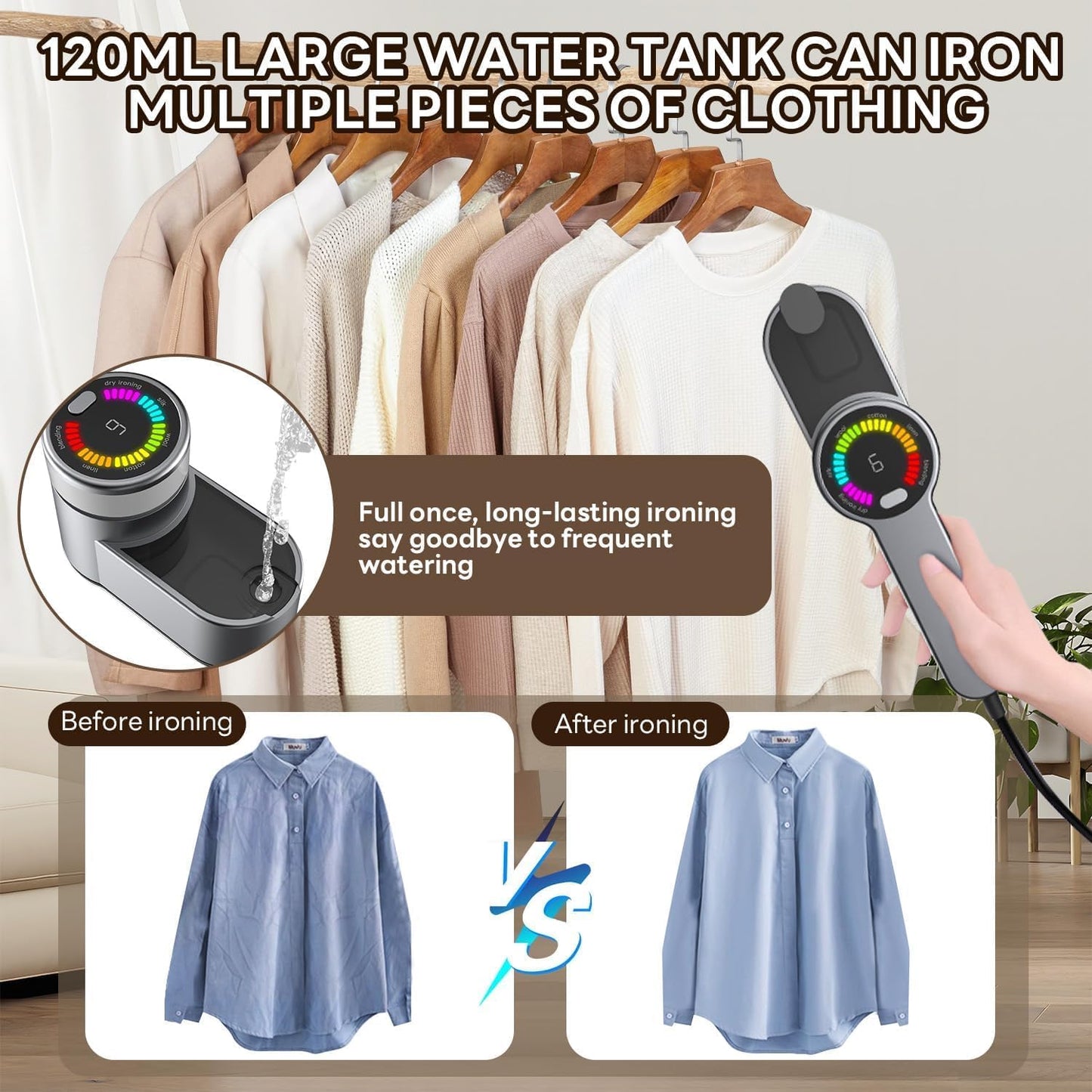 Norvo | Bærbar reise dampjern 1200W med 6 moduser og AU plugg