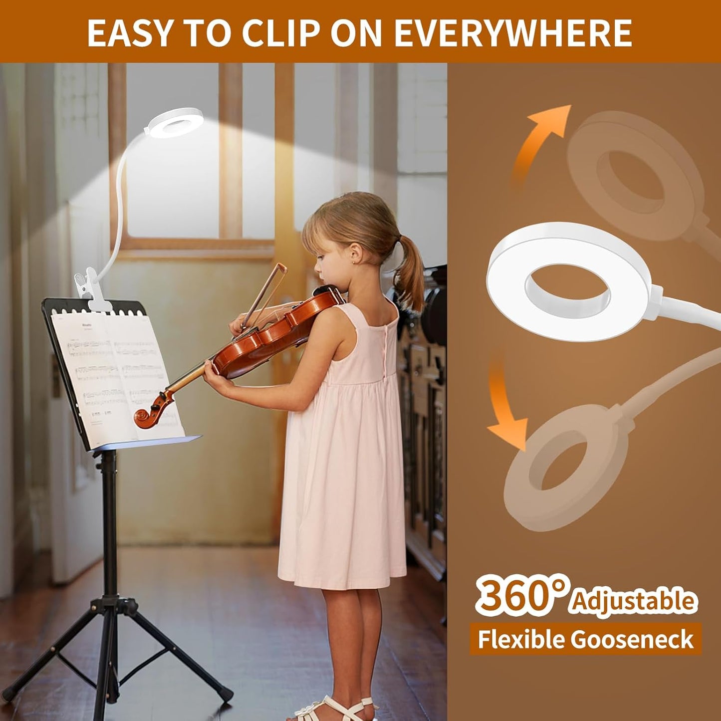 Norvo | 3 fargemodi LED-bordklemmlampe med & fleksibel gåsnek – Selvara (1+1 GRATIS)